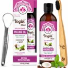 Yogik Bliss Coconut Mint Pulling Oil with Tongue Cleaner and Charcoal Infused Brush